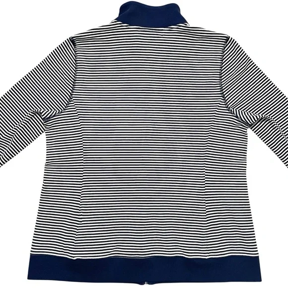 Lauren Active by Ralph Lauren L-RL Navy Blue & White Striped Zip-Up Track Jacket - Picture 8 of 16